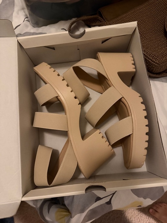 Cato Shoes - Cato Beige Chunky Strap Platform Sandals